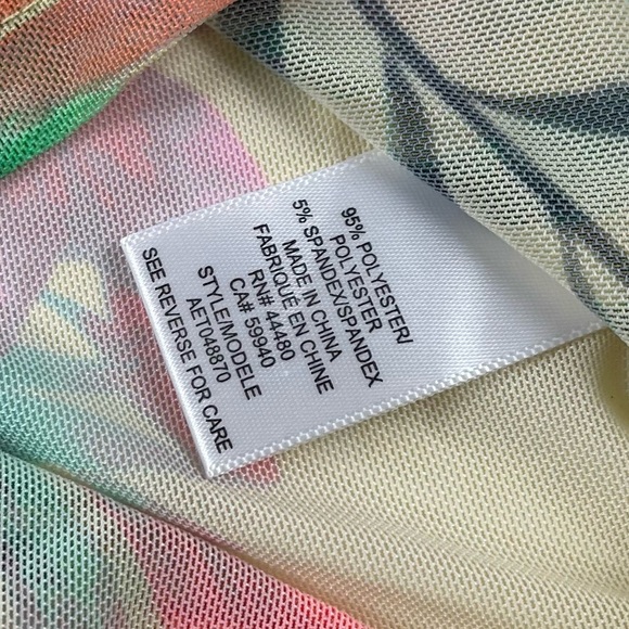 AFRM Los Angeles Shirt Womens Small Lime Palm Sheer Mesh Long Sleeve Tee NWT - Picture 5 of 8